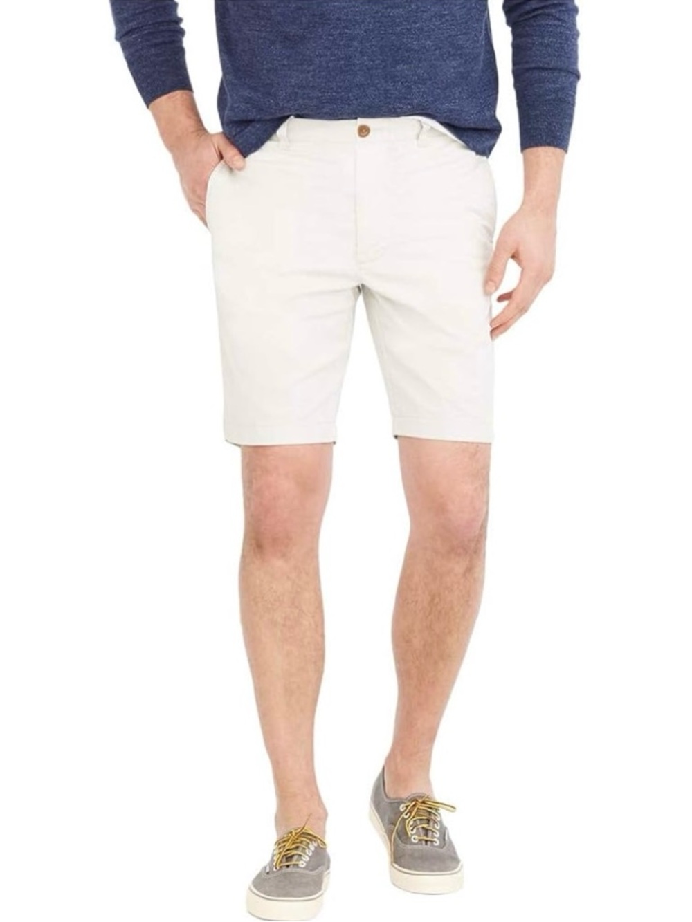 NWT J. Crew Mens Stretch Chino Shorts 9" Inseam Stone Khaki Casual Size 34